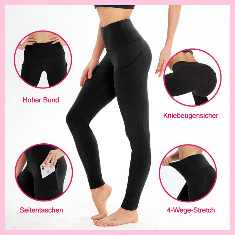 Fitness-Yogahose mit hoher Taille und Hüftlifting und Seitentasche