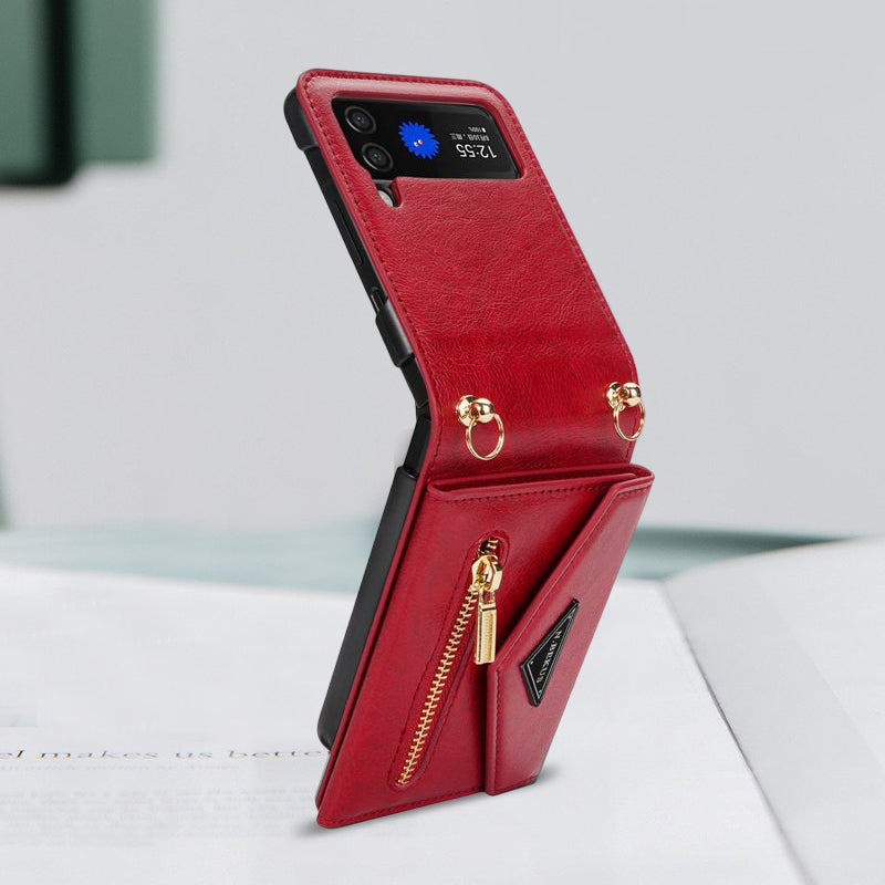 Damen Umhängetasche Handyhülle mit Geldbörse für Samsung Galaxy Z Flip3 5G/Flip4