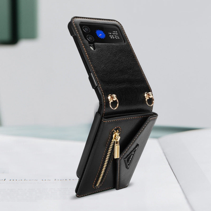 Damen Umhängetasche Handyhülle mit Geldbörse für Samsung Galaxy Z Flip3 5G/Flip4
