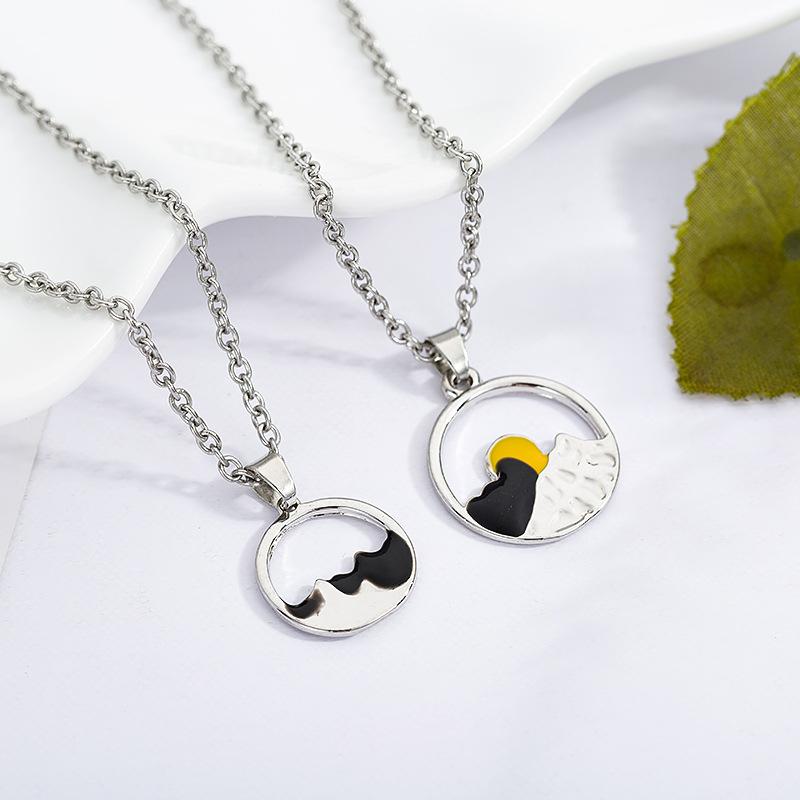 Sonnenaufgang und Sonnenuntergang Paar Halskette