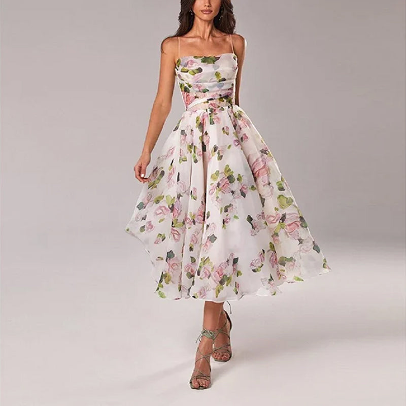 Elegantes Print Trägerkleid