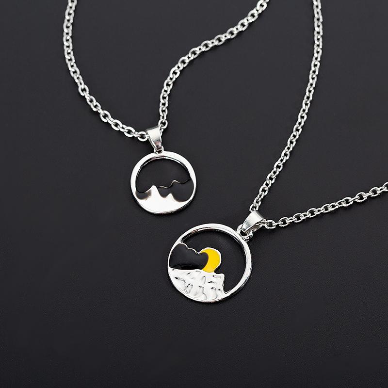 Sonnenaufgang und Sonnenuntergang Paar Halskette