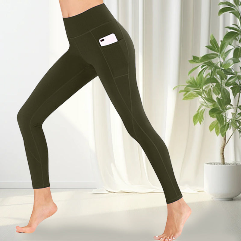 Fitness-Yogahose mit hoher Taille und Hüftlifting und Seitentasche