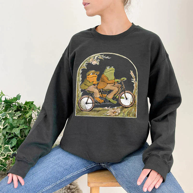 Sweatshirt mit Rundhalsausschnitt und Froschdruck