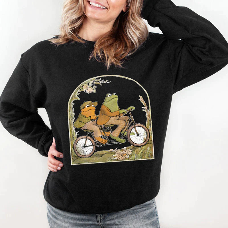 Sweatshirt mit Rundhalsausschnitt und Froschdruck