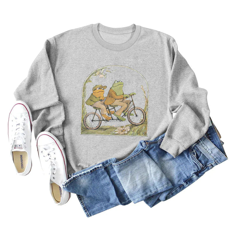 Sweatshirt mit Rundhalsausschnitt und Froschdruck