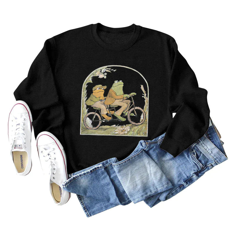 Sweatshirt mit Rundhalsausschnitt und Froschdruck