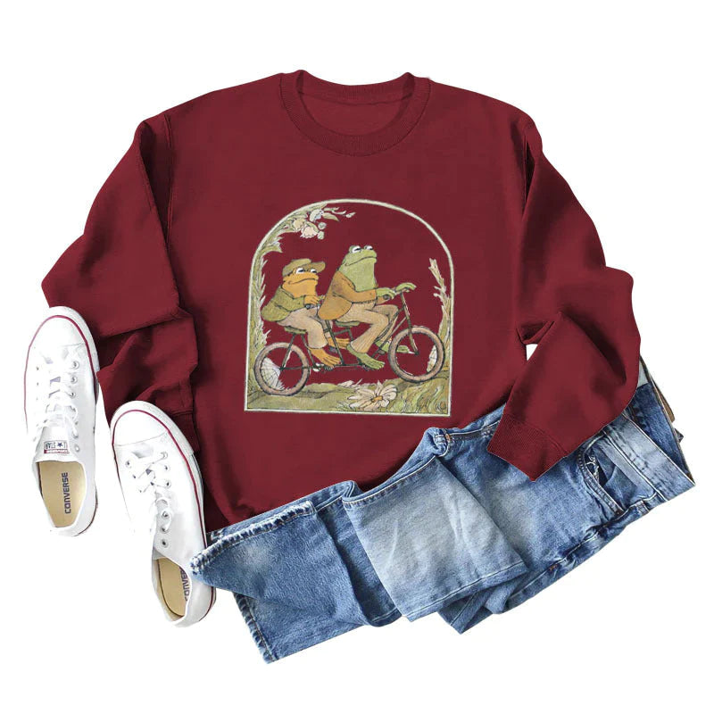 Sweatshirt mit Rundhalsausschnitt und Froschdruck