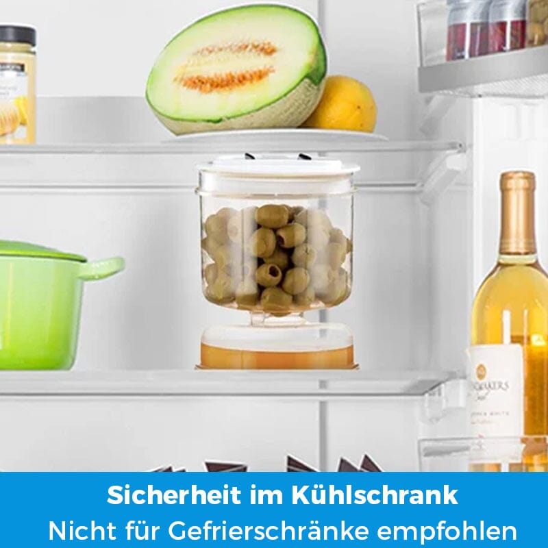 Essiggurken- und OlivenglasbehÀlter mit Sieb