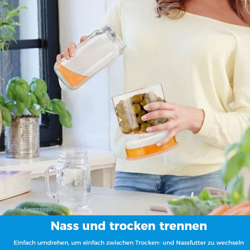 Essiggurken- und OlivenglasbehÀlter mit Sieb