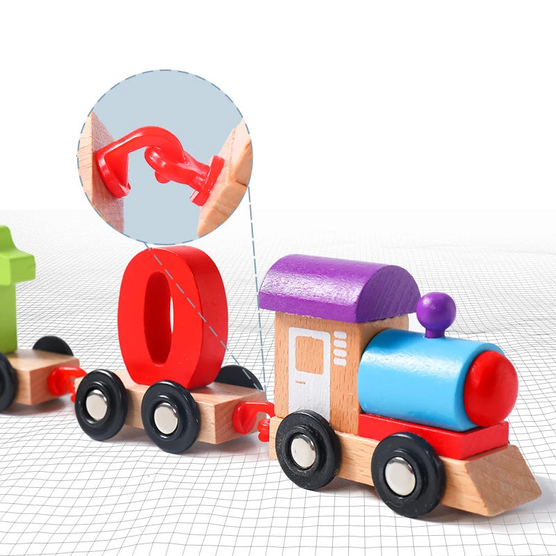 Digitales magnetisches Eisenbahnpuzzle mit Holzspielzeugauto