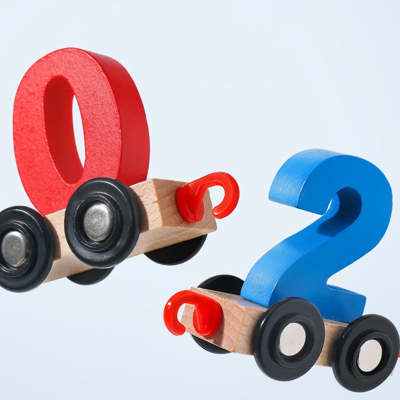 Digitales magnetisches Eisenbahnpuzzle mit Holzspielzeugauto