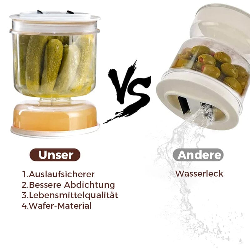 Essiggurken- und OlivenglasbehÀlter mit Sieb