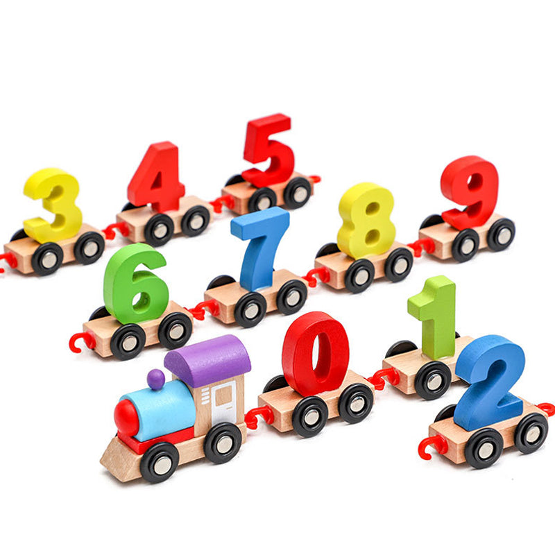 Digitales magnetisches Eisenbahnpuzzle mit Holzspielzeugauto