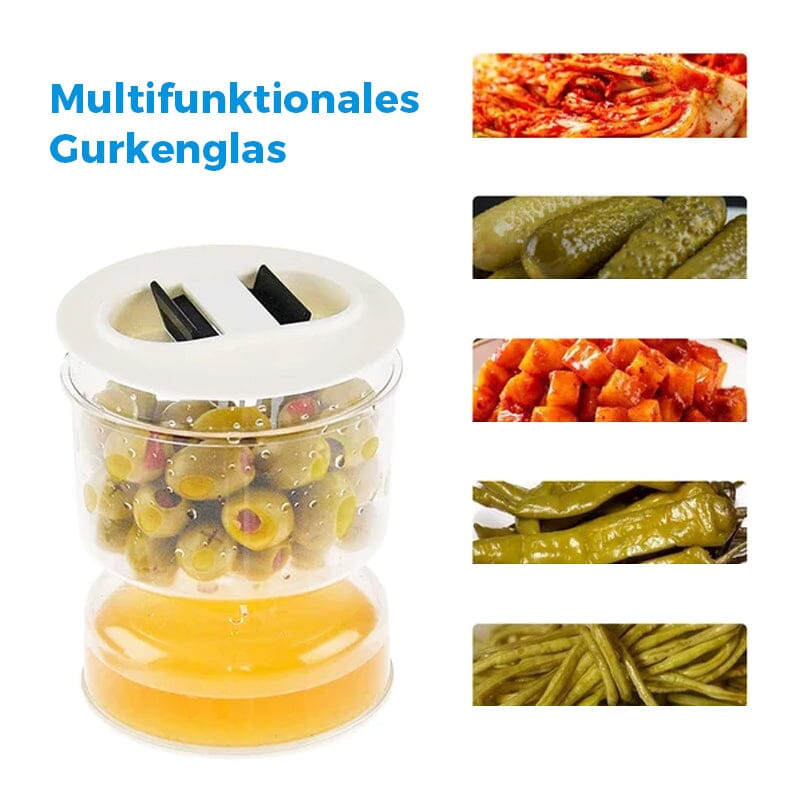 Essiggurken- und OlivenglasbehÀlter mit Sieb