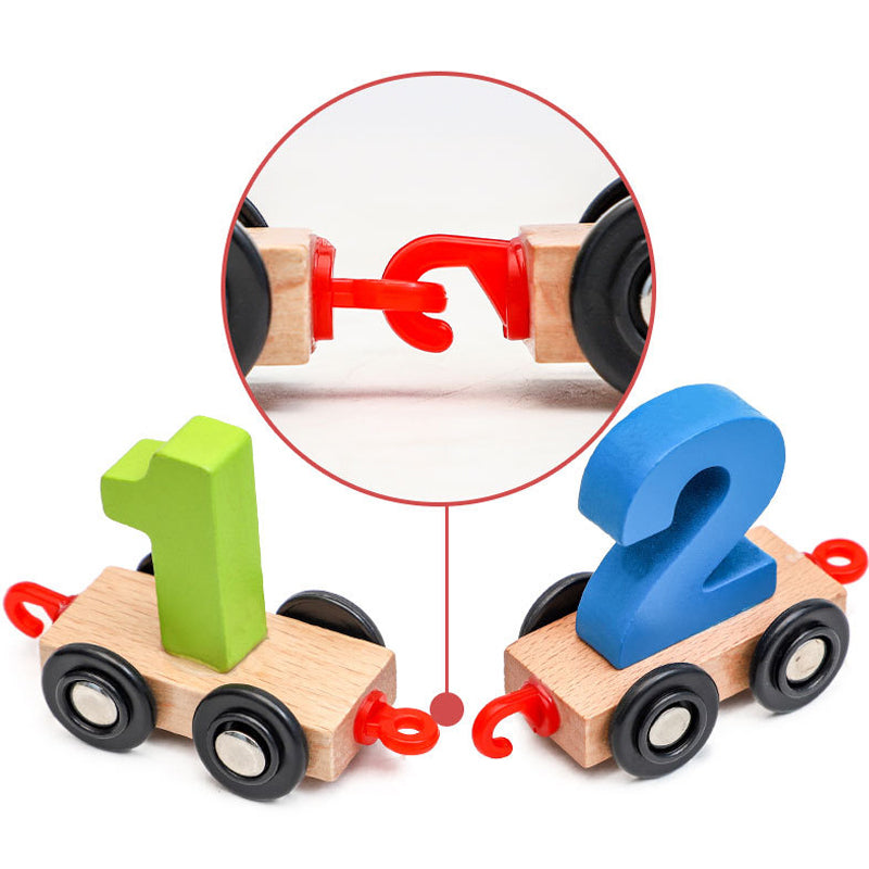 Digitales magnetisches Eisenbahnpuzzle mit Holzspielzeugauto