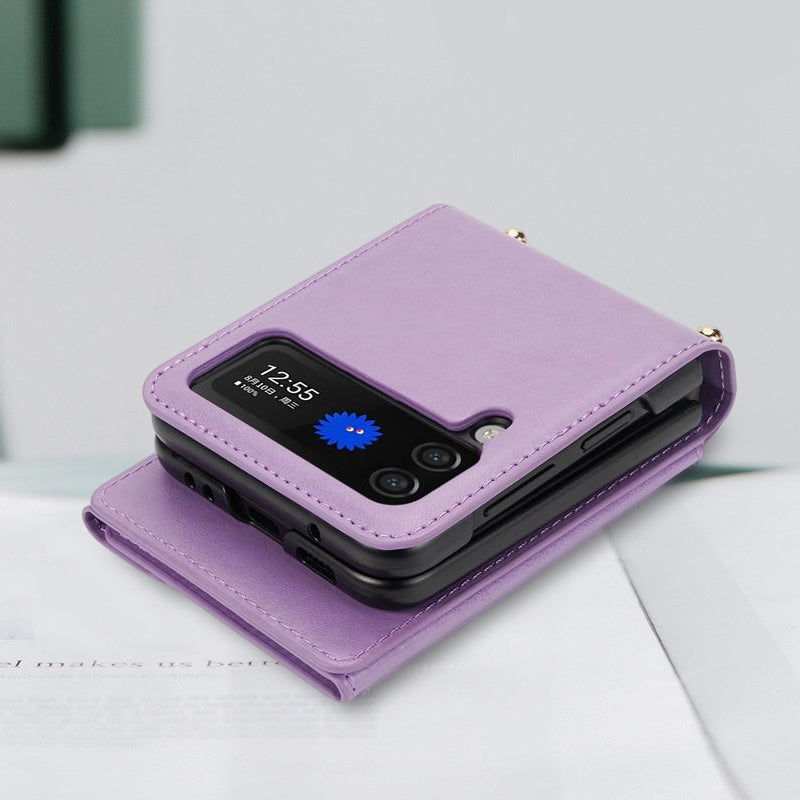 Damen Umhängetasche Handyhülle mit Geldbörse für Samsung Galaxy Z Flip3 5G/Flip4