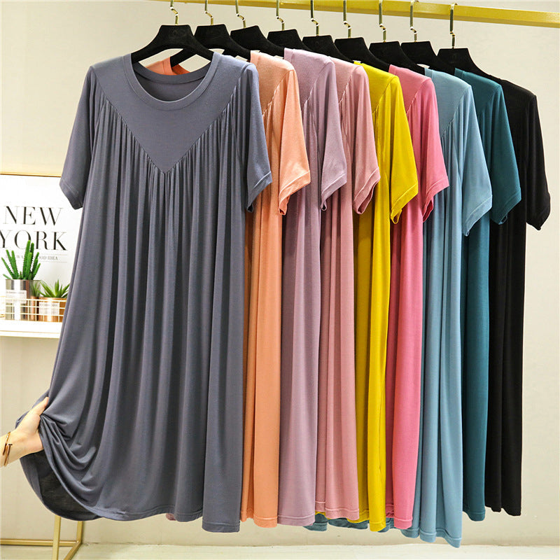 Super weiches bequemes kurzärmliges lockeres Pyjamakleid