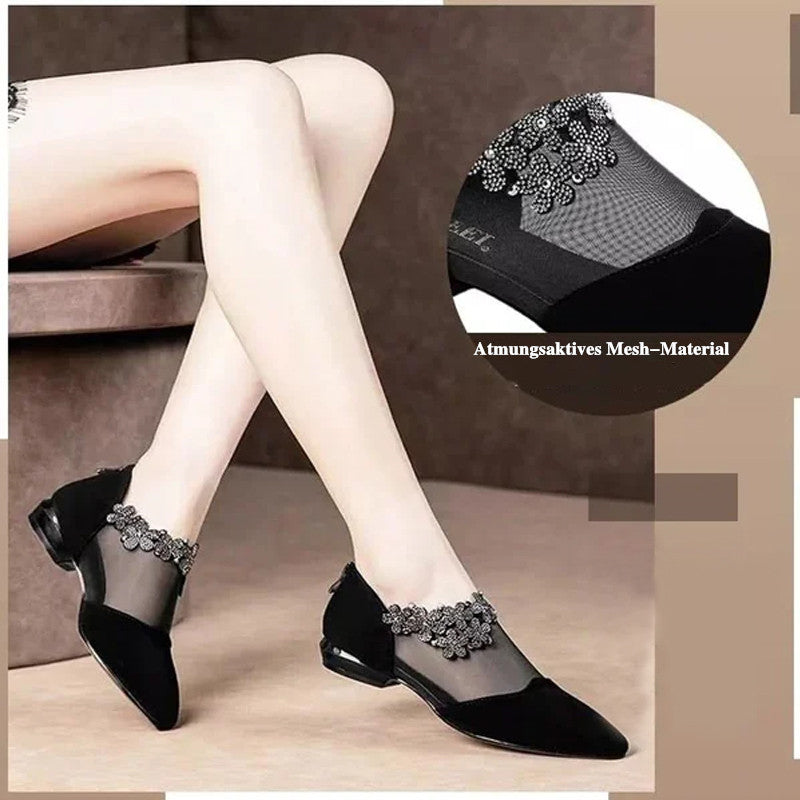 Strass hohle klobige AbsÀtze Schuhe