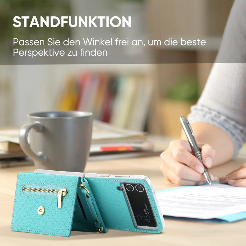 Damen Umhängetasche Handyhülle mit Geldbörse für Samsung Galaxy Z Flip3 5G/Flip4