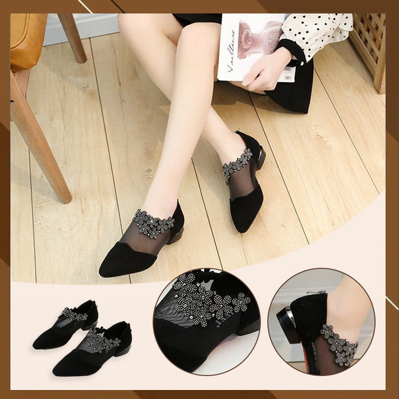 Strass hohle klobige AbsÀtze Schuhe