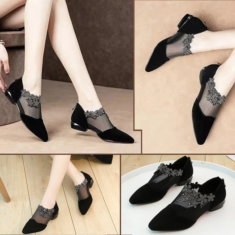 Strass hohle klobige AbsÀtze Schuhe