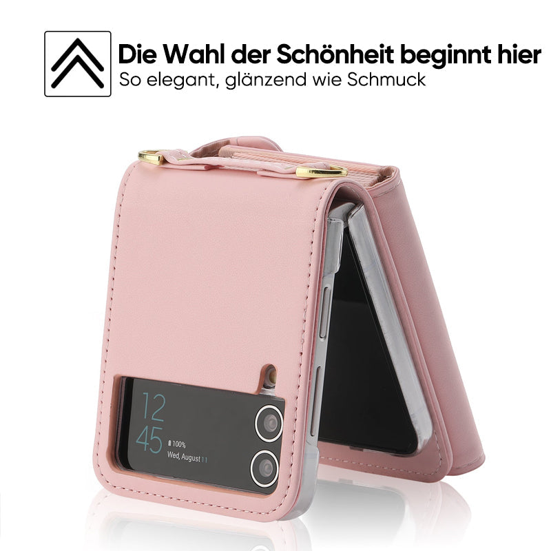 Damen Umhängetasche Handyhülle mit Geldbörse für Samsung Galaxy Z Flip3 5G/Flip4