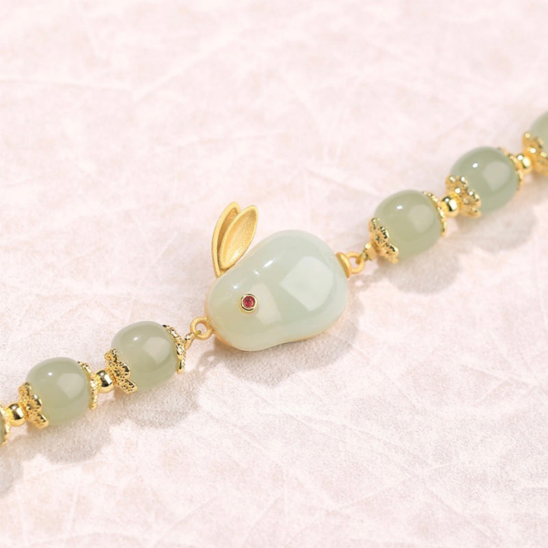Süße Kaninchenarmband aus natürlicher Jade