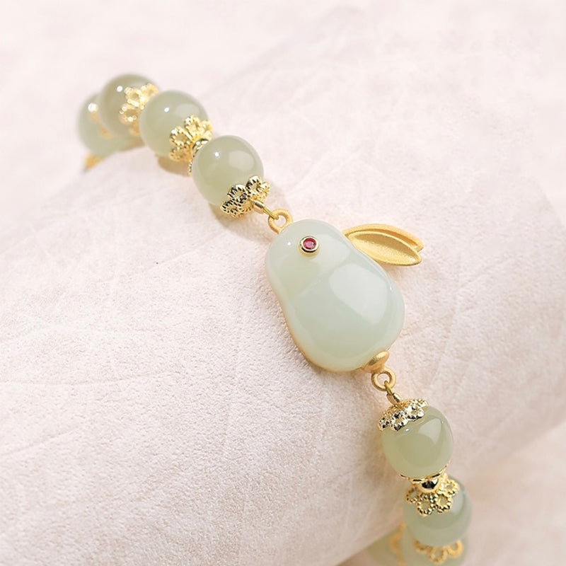 Süße Kaninchenarmband aus natürlicher Jade