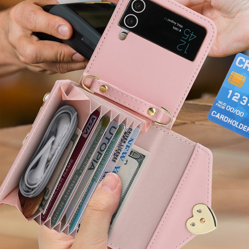 Damen Umhängetasche Handyhülle mit Geldbörse für Samsung Galaxy Z Flip3 5G/Flip4