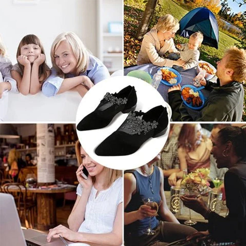 Strass hohle klobige AbsÀtze Schuhe