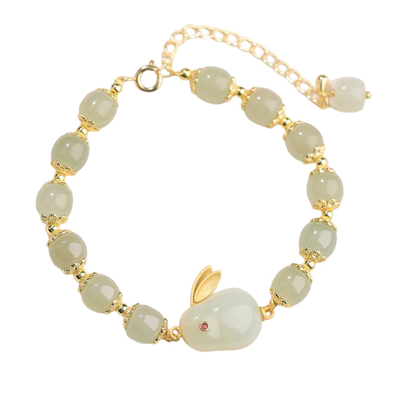 Süße Kaninchenarmband aus natürlicher Jade