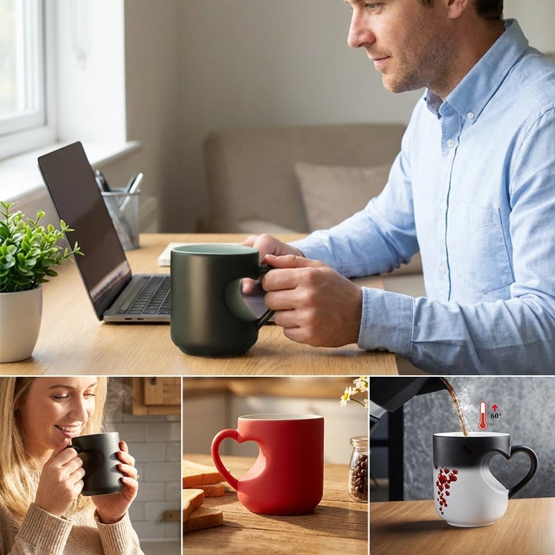Herzförmige, farbwechselnde Keramiktasse