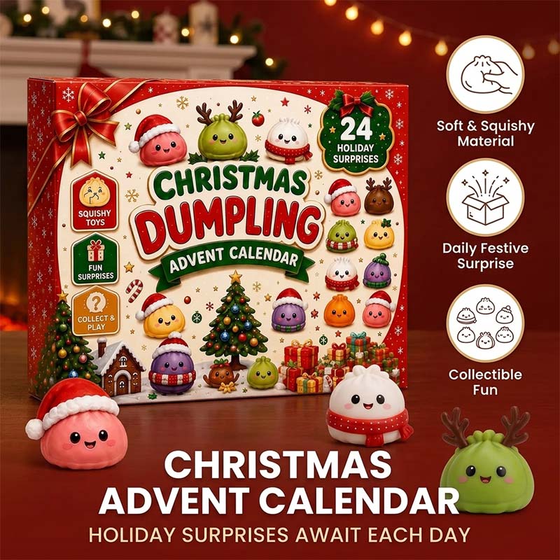 Weihnachts-Adventskalender mit Teigtaschen-Squishys – 24 Überraschungsspielzeuge