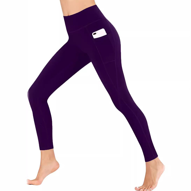 Fitness-Yogahose mit hoher Taille und Hüftlifting und Seitentasche