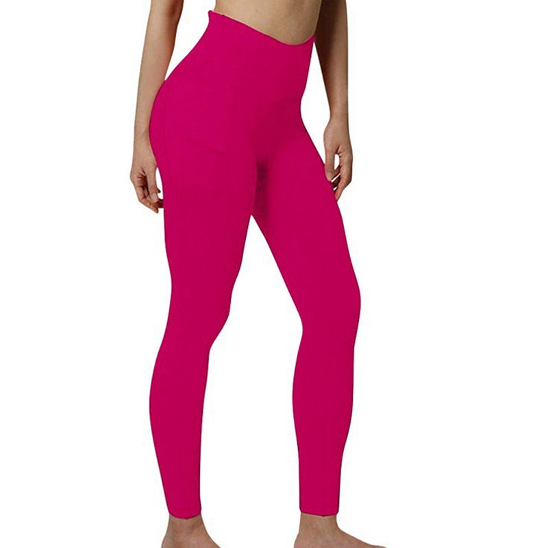 Fitness-Yogahose mit hoher Taille und Hüftlifting und Seitentasche