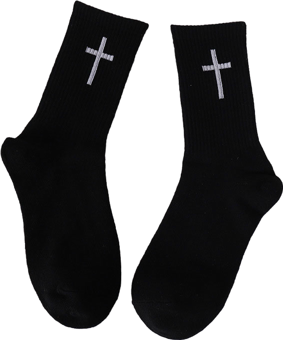 Schwarze und weiße Kreuzsocken