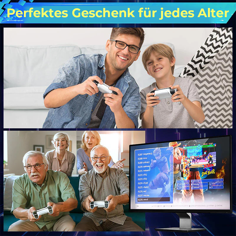 Retro-Spielkonsole mit zwei kabellosen Controllern