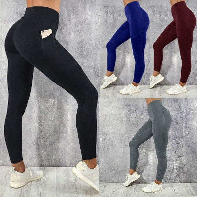 Fitness-Yogahose mit hoher Taille und Hüftlifting und Seitentasche