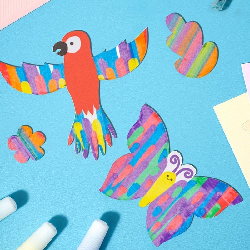Kreatives Postkartenset mit Regenbogen-Kratzbildern für Kinder (Englische Version)
