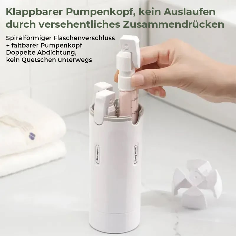 4-in-1 auslaufsicheres, drehbares Reisedispenser-Set