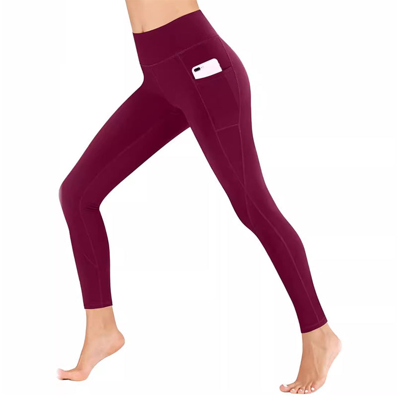Fitness-Yogahose mit hoher Taille und Hüftlifting und Seitentasche