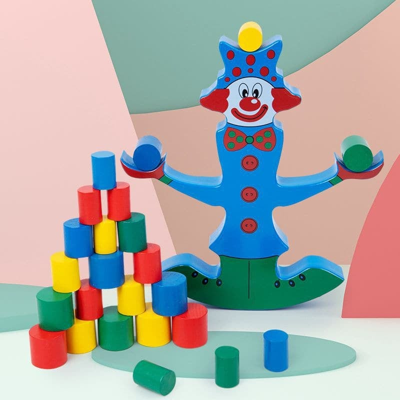 Clown-Balancierblöcke aus Holz