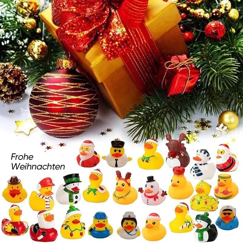 24 Stück Countdown-Adventskalender mit Weihnachts-Gummienten
