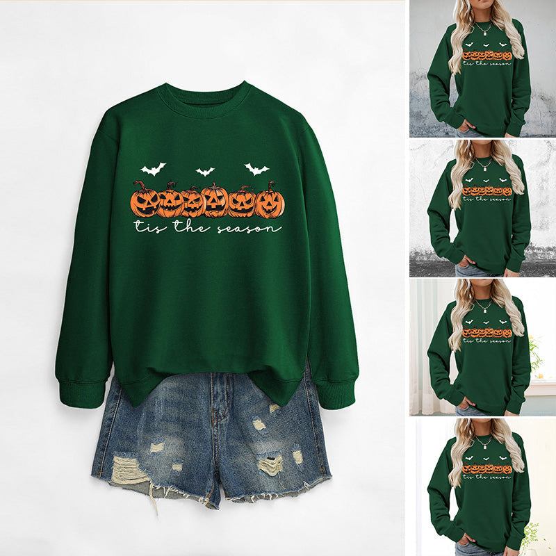 Rundhals-Sweatshirt mit Kürbis-Print
