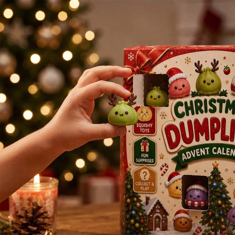 Weihnachts-Adventskalender mit Teigtaschen-Squishys – 24 Überraschungsspielzeuge