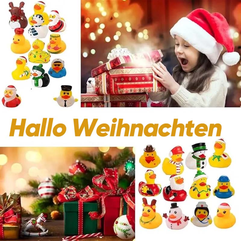 24 Stück Countdown-Adventskalender mit Weihnachts-Gummienten