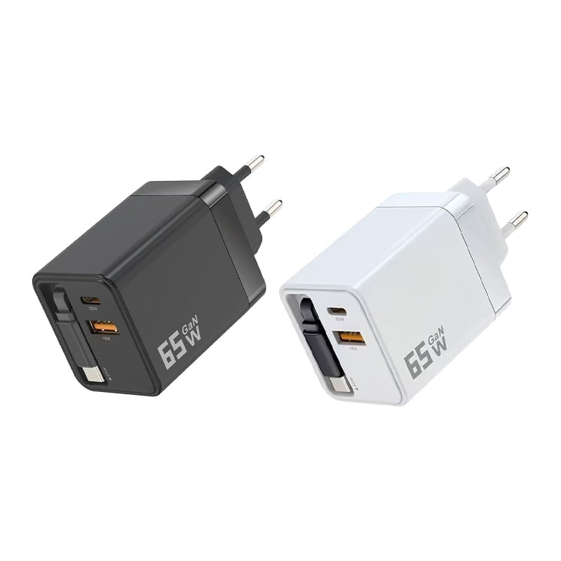 65 W GaN 3-in-1 einziehbares Schnellladegerät