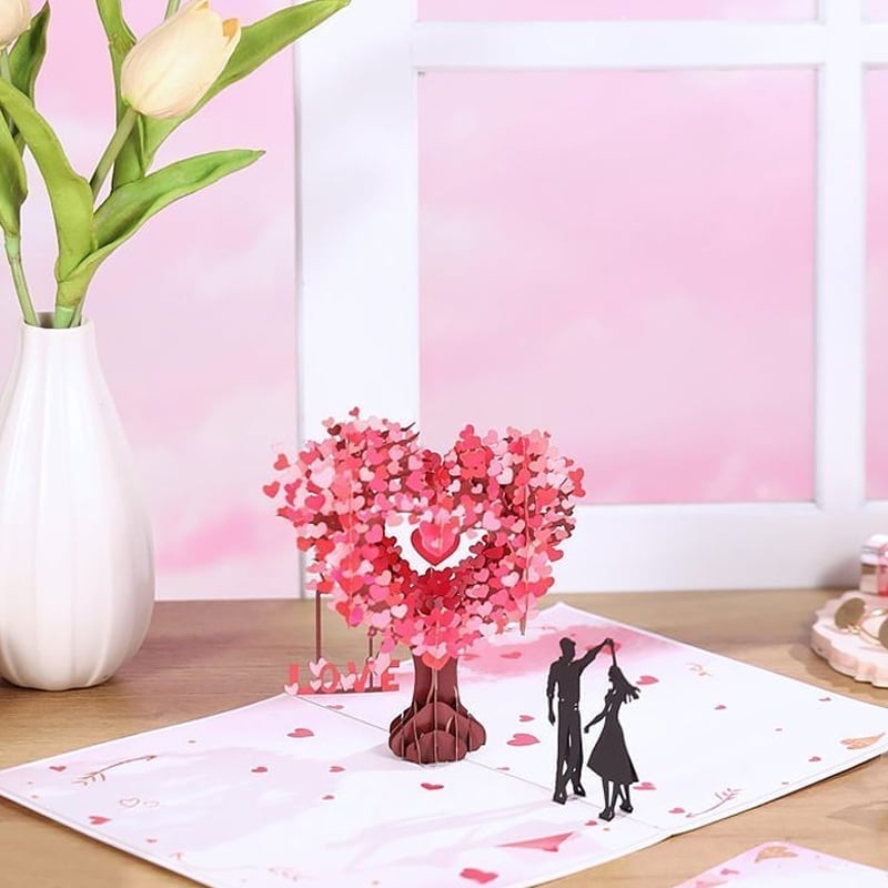 3D-Pop-up-Grußkarte zum Valentinstag & Jahrestag – Liebesbaum
