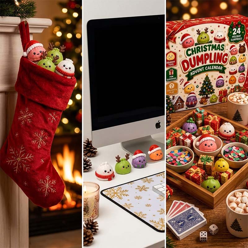 Weihnachts-Adventskalender mit Teigtaschen-Squishys – 24 Überraschungsspielzeuge